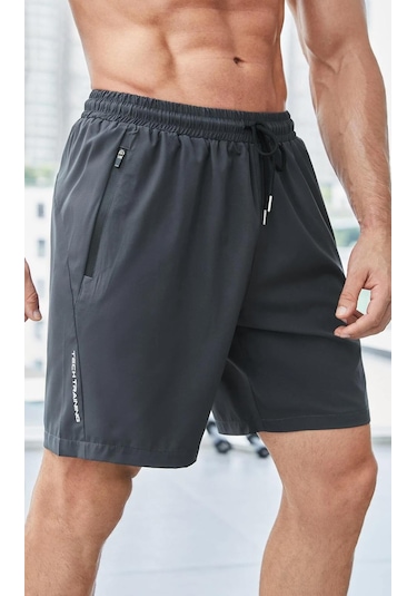 Ghassy Co. Erkek Running Spors Hızlı Kuruma Hafif Gym Koşu Spor Salonu Basketbol Şortu 001 Füme