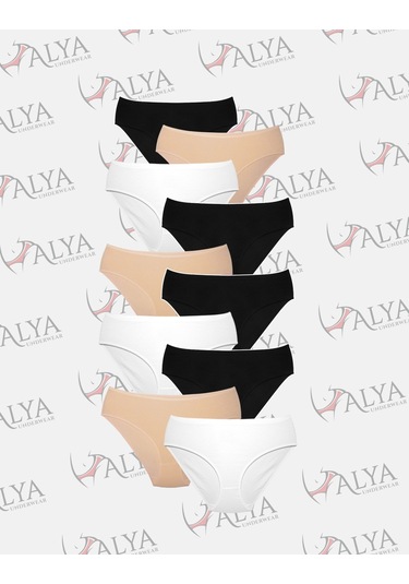 Alya Underwear Kadın Külot Basic Slip Renkli Pamuklu Iç Çamaşırı 10'lu Paket Multicolor-x32 Multicolor - X35