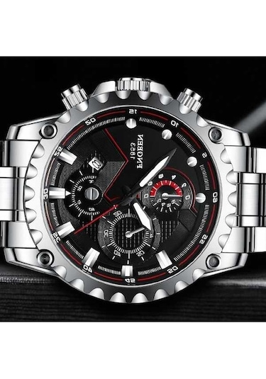 Fastbuy Fngeen 5757 Erkek Saat, Su Geçirmez, Paslanmaz Çelik, Siyah Deri Kılıf, Beyaz Yüzey, Spor Tarzı, Çok Renkli Çok Renkli