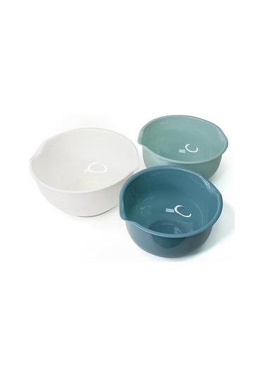 Geeroyoo 3'lü Plastik Kaba Takımı: Salata, Pişirme Ve Mutfak Kullanıma Uygun Çeşitli Fonksiyonlu Kovalar Beyaz/mavi/açık Yeşil Renkli