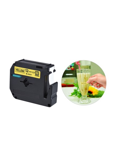 Skycity 12mm Sarı Arka Plan Siyah Yazı 8m Uzunlukta Brother Etiket Makinesi Şeridi M-k631