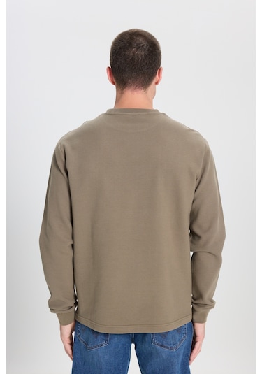 Wrangler Regular Fit Normal Kesim Bisiklet Yaka %100 Pamuk Haki Sweatshirt W242501801 Haki