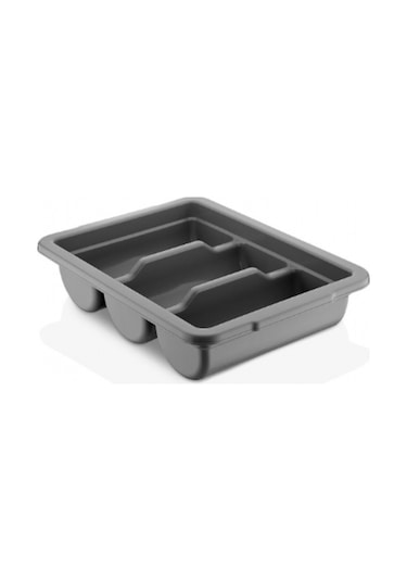 3 Kapaklı Bölmeli Kaşıklık, Gri Kapak Dahil 2li Set Gri