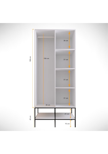 Pasific Home Martin 2 Kapaklı Gardırop Elbise Dolabı Parlak Beyaz