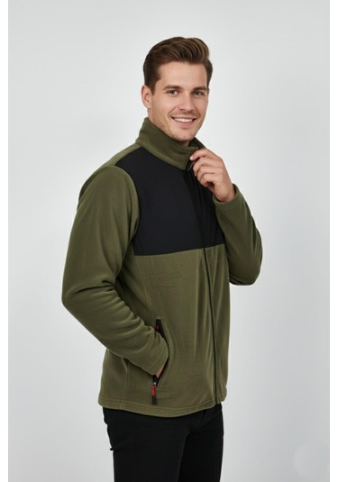 Erkek Büyük Beden Fermuarlı Cepli Polar Ceket 6545 Bgl-st04918 Haki