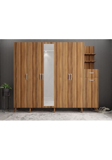 Açelya Portmanto Vestiyer Ceviz - Montaj Dahil M7 210cm