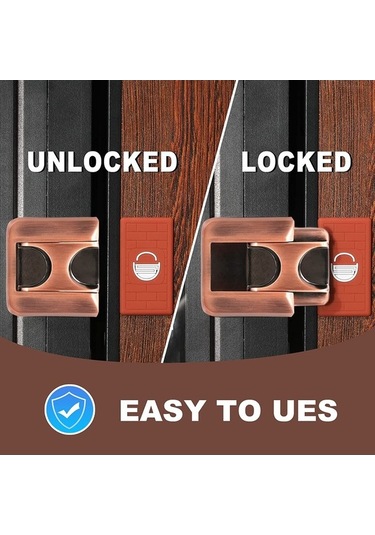 Pazly Ev Kapısı Güvenlik Mandalı, Çinko Alaşım, İçe Doğru Kapı İçin, Kuvvetli Korumalı Kilit, Kullanıcı Dostu Tasarım, Bronz Renk Bronze