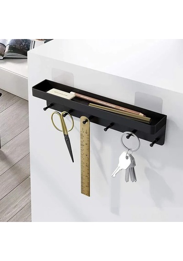 Ruicoo Şık Siyah Çelik Çengelli Duvar Organizerı - Anahtarlık, Gözlük Ve Cüzdan Asıcı Siyah