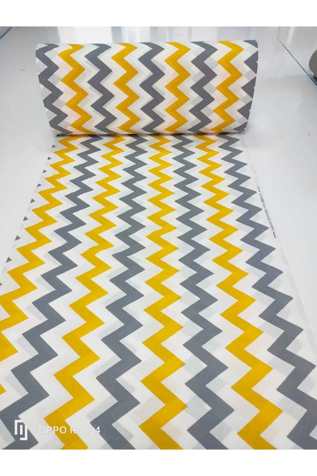 Ranforce Metrelik, Nevresimlik Kumaş - 100x240 Sarı Zikzak