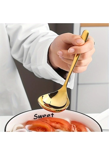 Elmpaly 1 Adet Paslanmaz Çelik Derin Çorba Kaşığı Kalın Servis Kepçesi