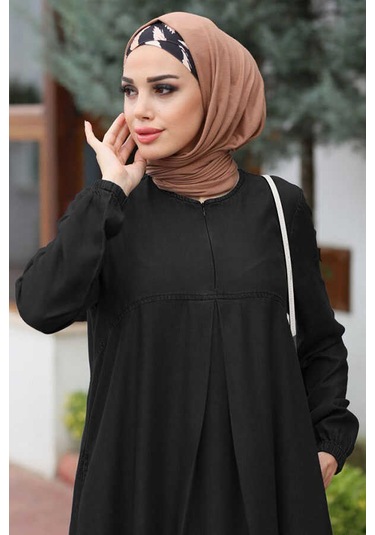 Neways 6482 - Ön Tek Pileli Elbise Siyah