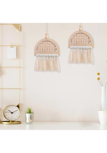Homyl Kreş Odası Için Püsküllü Bambu Dokuma Duvar Asma Kolye