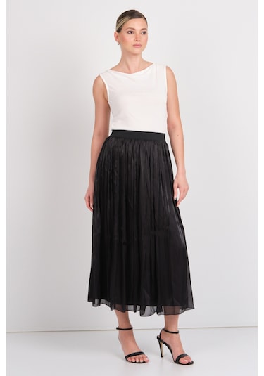 Vero Moda Kadın Vmvıps Pileli Beli Lastikli Maxi Etek 10328017 Siyah Siyah