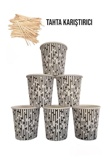 Yıldırım Paper Cup 6.5 Oz Karton Bardak 3000 Adet + 1000 Adet Tahta Karıştırıcı