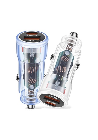 Vaorlo 48w Araç Şarj Cihazı Hızlı Şarj Usb + Pd Bağlantı Noktası Desteği Qc3.0 Hızlı Şarj Mavi