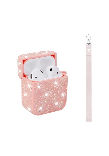 Apple Airpods Zore Airbag 45 Bilek Askı Aparatlı Simli Şeffaf Kılıf Gold