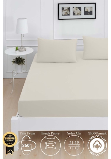 Mirava Premium %100 Pamuk Penye Lastikli Tek Kişilik Çarşaf Takımı 1 Yastık Kılıfı Dahil Açık Gri 100x200cm Açık Gri