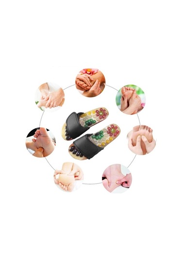 Masaj Terlikleri Sandal Ayakları Refleksoloji Akupresür T8x8e7 Siyah