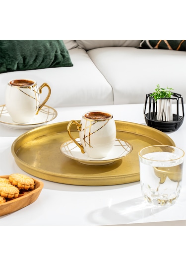 Porsima Solara Altın Yaldızlı 6 Kişilik 12 Parça Fincan Seti