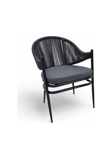 Papatya İp Örgü Alüminyum 4 Lü Masa Takımı Antrasit