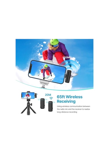 Ulanzi J12 Kablosuz Lightning Apple Uyumlu iPhone İkili Yaka Mikrofonu 2885