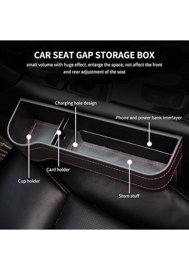 Ulzyvf Premium Deri Konsol Organizatörü - Abs Malzeme, 2 Bardak Yuvası + Depolama, Sürücü Tarafı İçin