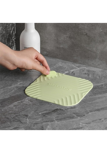 Siyah Renk Kare Kötü Koku Önleyici Silikon Mat Banyo Mutfak Lavabo Balkon Gider Tıpası Kapağı