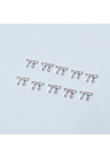 10 Adet/grup Altın Gümüş Yay Tırnak Takılar Alaşım Kore Ilmek Şerit Metal Aksesuarlar Nail Art Süslemeleri Dıy Tasarım Whıte