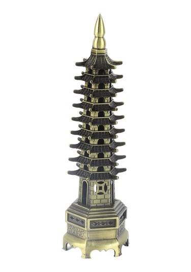 Kangvka Bronz Renkli 18 Cm Yüksek 9 Katlı Elektroplated Klasik Kule Modeli - Ev Dekorasyonu Ve Hediye Öğesi