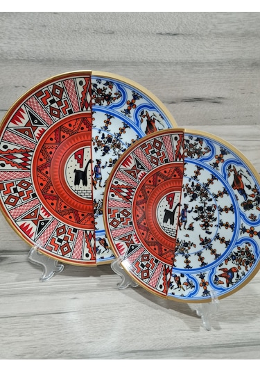 Fermato 12 Parça 6 Kişilik Porselen Pasta Ve Servis Tabağı Seti Nora Serisi Çok Renkli