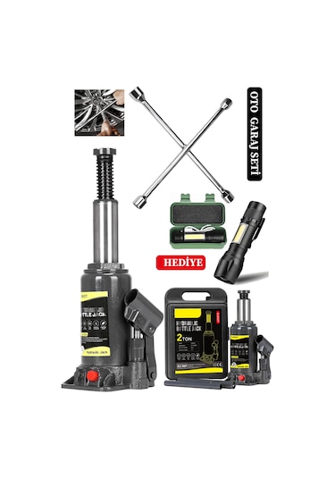 Staxx 2ton Çantalı Şişe Tip Araç Krikosu + 4'lü Bijon Garaj Seti