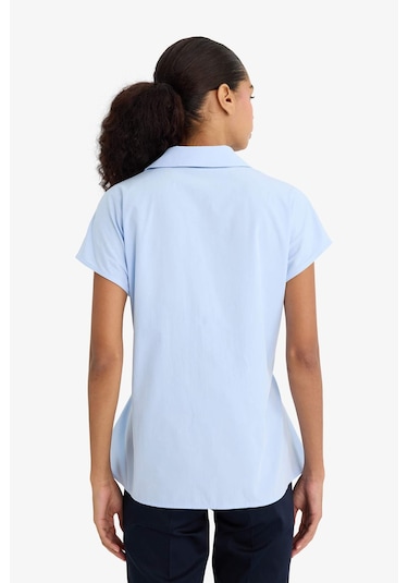 Defacto Fitted Poplin Kısa Kollu Gömlek F7313ax25aube823 Mavi