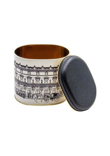 Urban Desenli Oval Metal Saklama Kabı, 14 X 12 X 13 Cm, 1,4 Lt