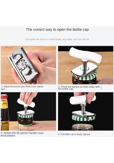 Oi Paslanmaz Çelik Hızlı Şişe Açacağı Ayarlanabilir Konserve Açacağı Gözlük Konserve Kapağı Açacağı Mutfak Aletleri Beyaz