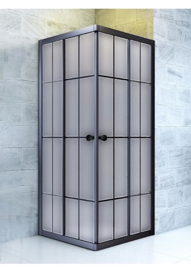 Durul Duşakabin Kare Siyah Çizgi Buzlu Siyah