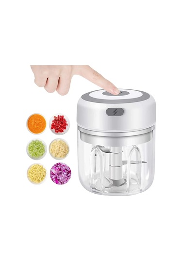 Liangmei Elektrikli Mutfak Gıda Parçalayıcı Mini Sarımsak Ezici Beyaz