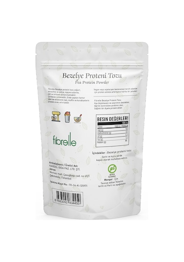 Fibrelle Bezelye Proteini Tozu 250 Gr // Yüksek Protein Oranı // %85 Bezelye