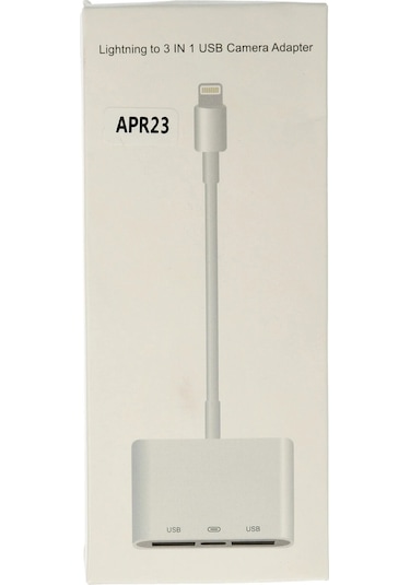 Ilkeshop Newface Apr23 Apple, Uyumlu iPhone Otg 3in1 - Beyaz