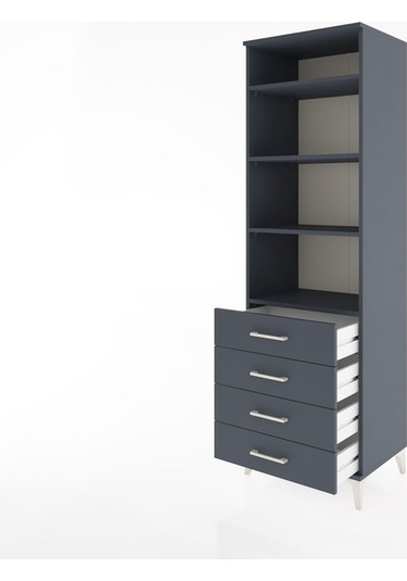 Hyperion Dolap 4 Raflı 4 Çekmeceli 60x44x195 Antrasit-antrasit Antrasit