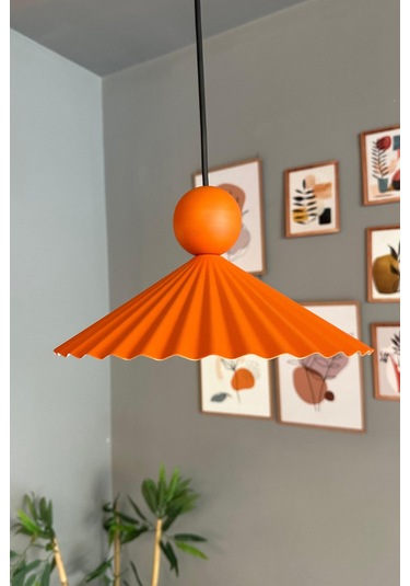 Avilla Metal Avize Tekli Turuncu Tek Boncuk Kafa Rustik Cafe Mutfak Modern Sarkıt Aydınlatma Turuncu