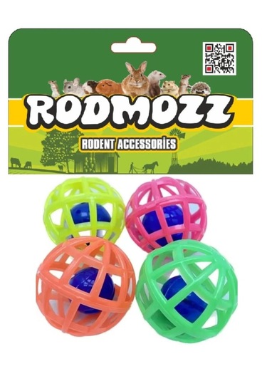 Rodmozz Kemirgenler İçin Plastik Zilli Oyun Topu 4 Adet