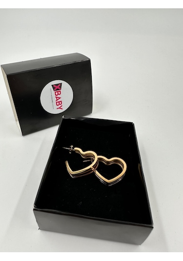 Xbaby 3 Lü Kalp Halka Gold Küpe Çok Renkli
