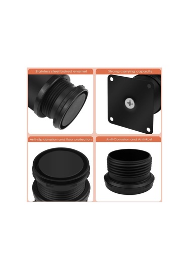 4 Mobilya Ayağı Seti, 50 Mm Ayarlanabilir Paslanmaz Çelik Ayaklar, Banyo Mobilya Ayakları, Ofis Mobilya Ayakları, Mutfak Mobilya Ayakları, Siyah Diğer