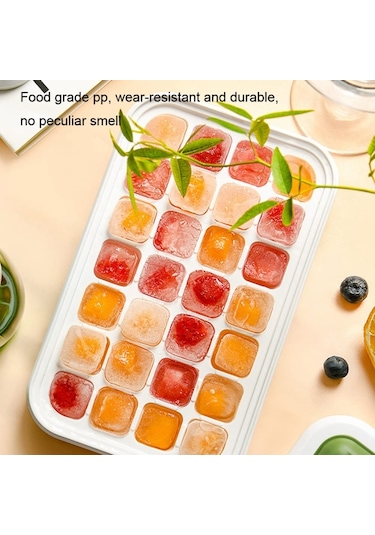 Çift Katmanlı Buz Küpü Makinesi Kalıp Kutusu Mutfak Pres Kapaklı Buz Tepsisi Bpa İçermez, Fda Sertifikası Yok - Pembe
