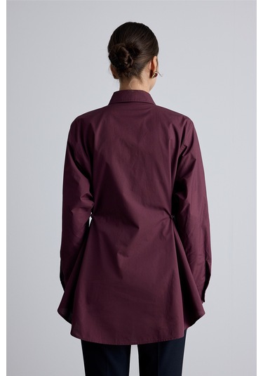 Bel Ayarlamalı Gömlek Bordo Bordo