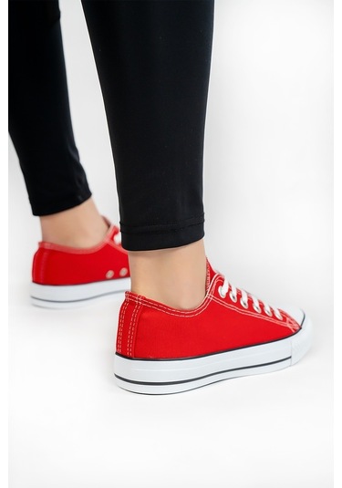 Unisex Keten Spor Ayakkabı Kırmızı