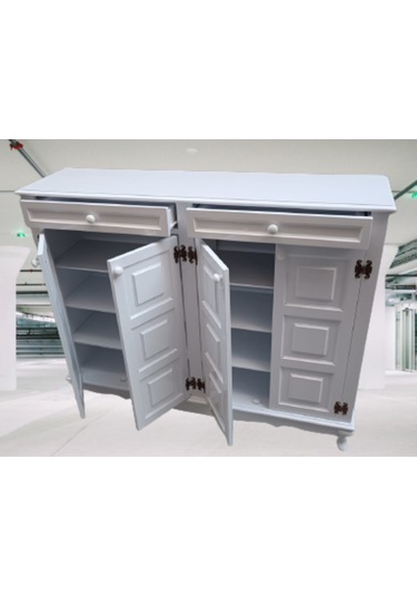 Ayakkabılık Kareli Çok Amaç Model Parlak Beyaz 2 Kapı 2 çekmece