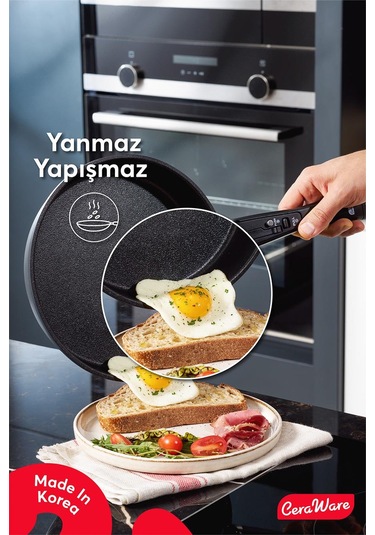 Ceraware Hona XL 14 Parça Tak Çıkar Saplı İç İçe Geçebilen Seramik Yapışmaz Tencere Tava Seti Siyah