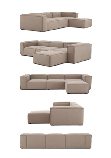 Mode Soft Köşe Koltuk Takımı 4 Modül 11 Kahverengi Keten Kumaş