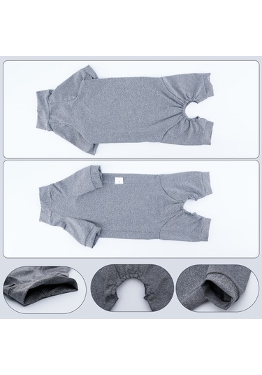 Hombey Kedi Postoperatif Koyu Gri Xs Dört Ayaklı Yara Yalama Engelleme Elastik Kumaş Giysi